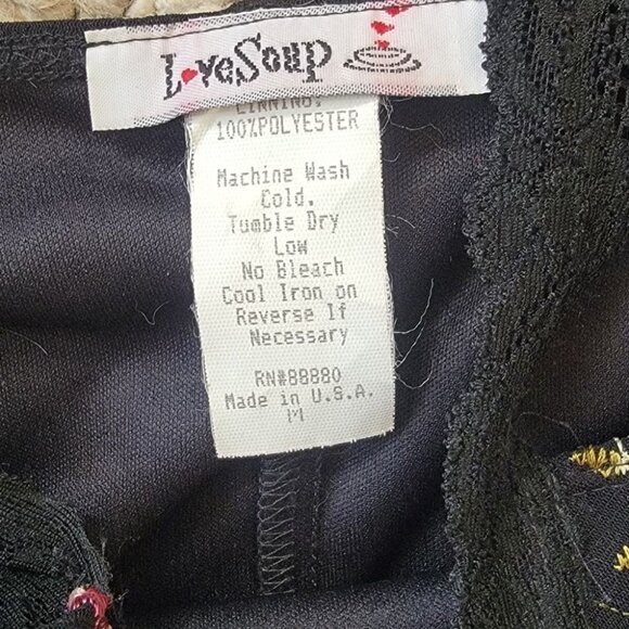 LOVE SOUP Y2K Whimsigoth Dress Babydoll Black Grunge Fairy Floral Lace Rose NWOT - Picture 7 of 14